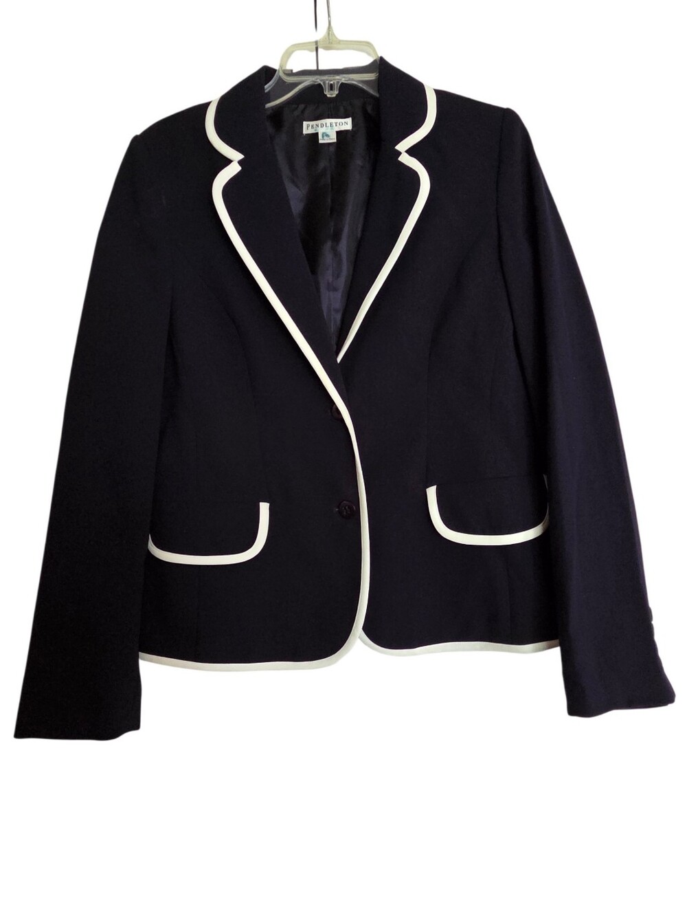 Pendleton Navy / White Contrast Trim Blazer Business Casual Preppy Size 10